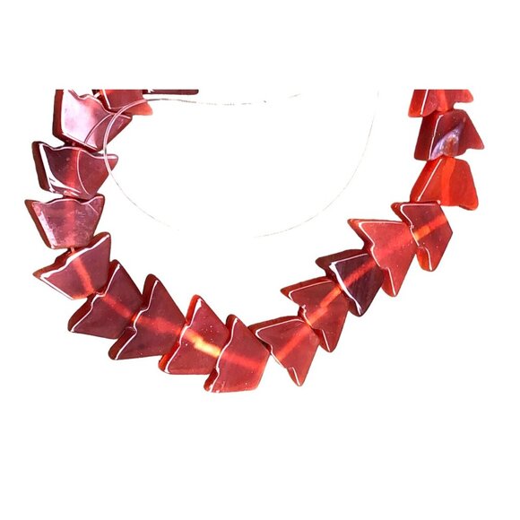 Unique Oldstock Carnelian Agate Blunt Arrow Shaped Beads 14" Strand of 31 Beads - Picture 3 of 5